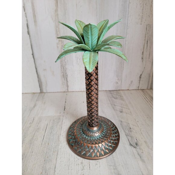 Metal palm tree candle stick holder vintage home decor beach unique - Picture 1 of 5